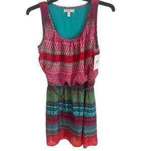 Accidentally in Love Multicolored Print Sleeveless Sheer Lined Dress, Size Mediu